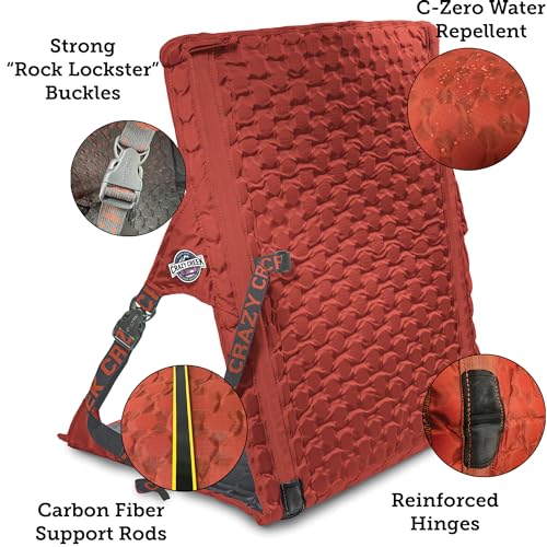 Crazy Creek HEX 2.0 LongBack Chair for Backpacking, Camping and Stadium Use, Extra Width & Back Height for Comfort, 250 LBS Weight Capacity, Adjustable Straps w/Rock Lockster (R) Buckles - color: Copper/Slate, size: Longback