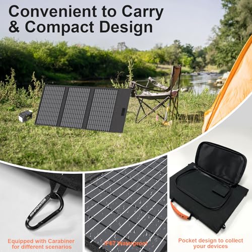 45W Portable Solar Panel Charger with USB-C, USB-A and DC Outputs - size: 45W