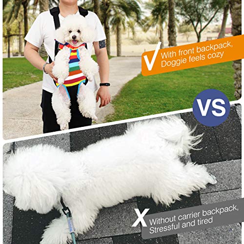 Pawaboo Pet Front Carrier Backpack for Small Medium Dogs - color: Colorful Strips, style: Medium (Pack of 1)