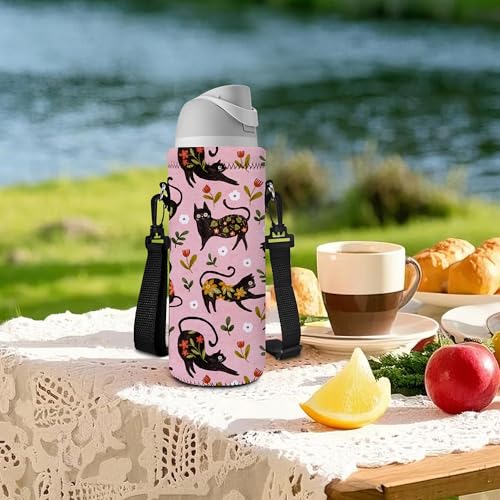 RICHEN Neoprene Water Bottle Carrier Bag with Adjustable Shoulder Strap,Insulated Water Bottle Cover for Stainless Steel/Glass/Plastic Bottles - color: BC-51, size: 500ml