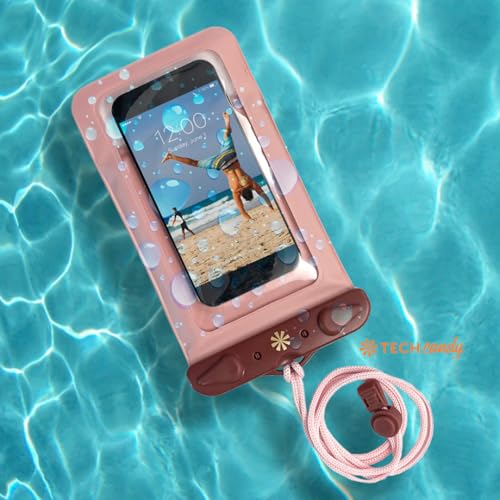 Tech Candy Dry Spell Water Defender Bag, Blue - Waterproof Protective Pouch for Smartphones & Valuables, Transparent Touchscreen-Compatible, IPX8 Certified, with Lanyard & Secure Lock, Dry Bag - color: Blue