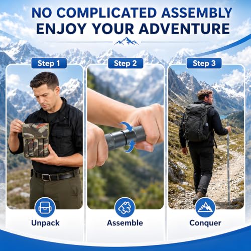 aiGear H2 Survive Tactical Walking Stick, 7-in-1 Staff with Multi-Tool - size: 8 Tubes / 54.72"