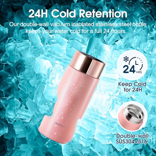 VSITOO S1 Lite Mini 8.5oz Insulated Self-Cleaning Water Bottle for Purse - color: Pink, size: 8.5 Ounces