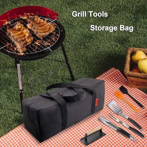 Extra Thick 24" Storage Bag Grill Tool Organizer Pro, BBQ Tool Heavy Duty Storage Bag, Double Layer 600D Oxford Cloth Waterproof (2x Thickness), Camping, Tailgating, BBQ Party Gift - style: 24"lx8"wx8"h Pro