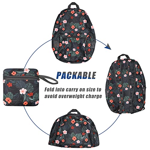 G4Free 20L Small Foldable Ultralight Waterproof Backpack for Camping Hiking Cycling Men Women - color: B-flower Black, size: 20L