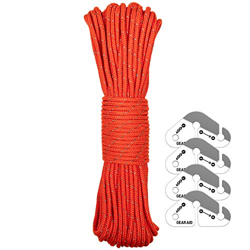 GEAR AID Reflective Guyline Kit with Line Tensioners for Tents and Tarps, 50 ft, Orange - style: Guyline Kit (Paracord+ Tensioners)