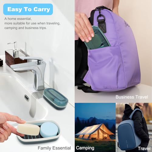 HAYSNA Solid Shampoo Bar Holder, Large Bar Soap Holder, Travel Soap Container, Soap Box with Draining Layer, Soap Case for Bathroom, Traveling, Gym, Camping (Blue Style-1-Large) - color: Blue Style-1-large