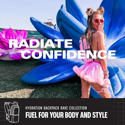 Sojourner Hydration Pack, Hydration Backpack - Water Backpack with 2l Hydration Bladder, Festival Essential - Rave Hydration Pack Hydropack Hydro for Hiking, Running, Biking, Festival Gear - color: Holographic - Pink