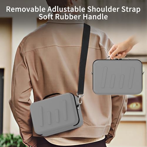 Hard Shell Camera Case Compatible with Canon EOS Rebel T7/R50/R100 and More DSLR & Mirrorless Cameras – Portable Travel Bag with Adjustable Dividers, Mesh Pocket & Shoulder Strap (Grey) - color: Grey