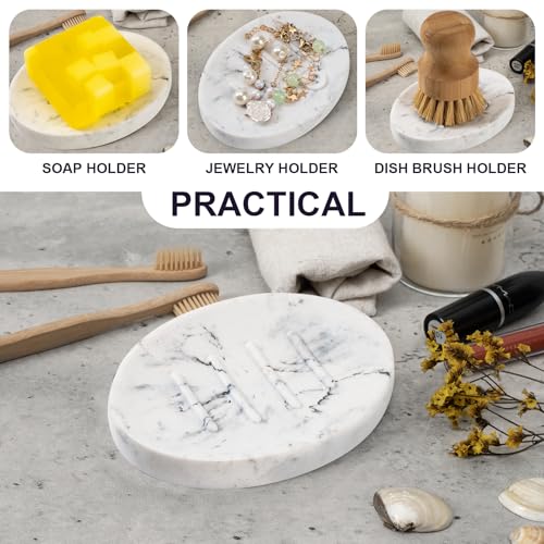 Mini Soap Dish Bathroom Resin Marble Look Bar Soap Holder for Shower Soap Tray for Kitchen Sink(Marble White) - color: Marble White, size: Mini 1 Pack