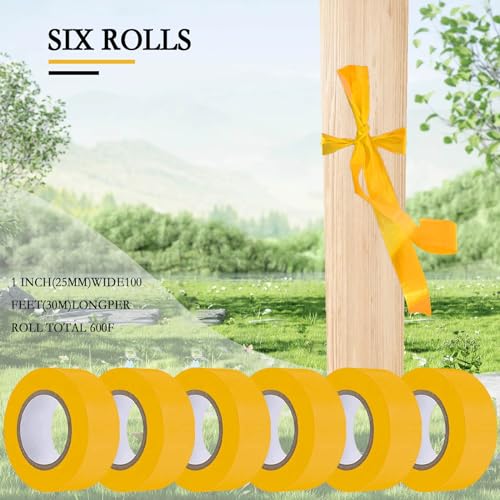 6 Pack Earth-Yellow Flagging Tape, Non-Adhesive Marking Tape, 1"*600ft - color: Earth Yellow