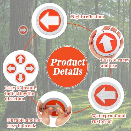 48PCS Reflective Trail Markers Bright Trail Signs Lightweight Glow Trail Arrows Markers for Tree Marking Reflector Camping Hunting Hiking and More, Red