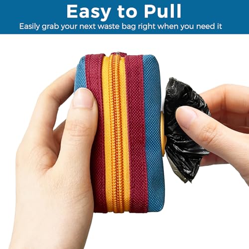 Dog Poop Bag Holder for Leash, Large-Capacity Canvas Pouch, Blue | Holds one bag roll, keys, treats, and small essentials with quick access, secure straps, and water-resistant canvas - color: Blue