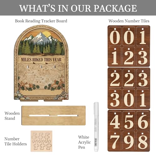 Hiking Gifts for Women Men, Gifts For Hikers, Miles Hiked This Year Tracker | Wooden, Personalized, 7x5 inches, Custom Hiking Log Counter, Unique Hiking Essentials, Cool National Park Gifts