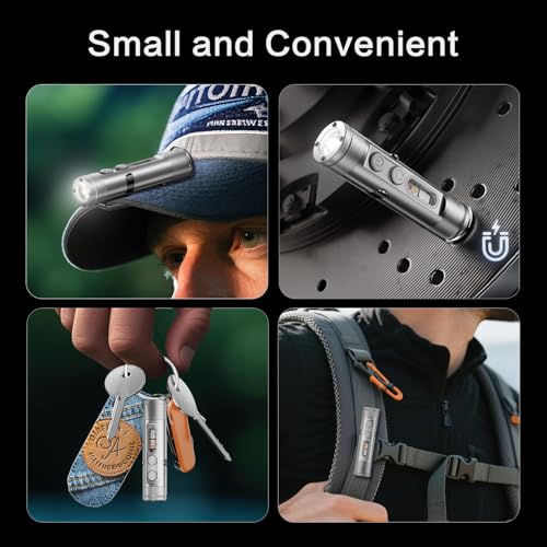 [No Igniter] K2 Mini Keychain Flashlight,Rechargeable 5-in-1 EDC Pocket Torch with COB Light, UV, Red Light, Magnetic Base & Window Breaker, Compact Survival Tool for Camping, Car, Travel & Gift - color: Silver