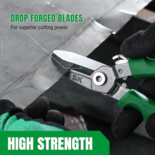 SK 7" Heavy Duty Scissors All Purpose, Industrial Shears, CR-V Steel | Drop Forged Sharp Utility Scissors, with Safety Lock, Comfortable Grips - size: 7 Inch