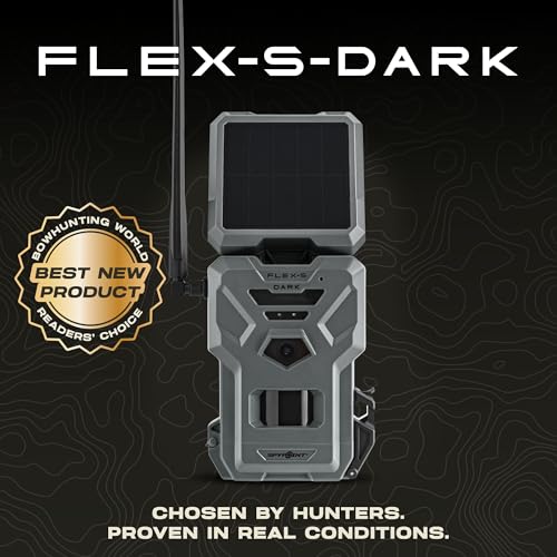 SPYPOINT Flex-S-Dark Solar Cellular Trail Camera – Built-in Solar Panel, 40MP Photos, 1080p Videos + Sound, No-Glow Game Camera, Night Vision, Motion Activated Trail Cam - style: FLEX-S DARK