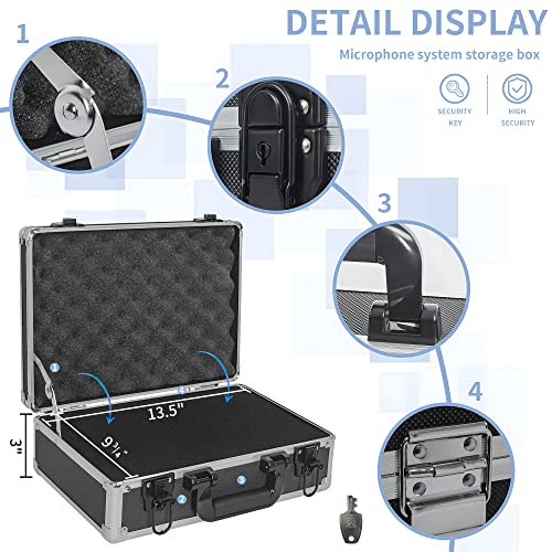 14 Inch Hard Shell Carrying Case | Ideal for Wireless Mic System Storage & Camera Gear Transportation with Customizable Pre-Diced DIY Foam - size: Inner：13.6''X 9.6''X 4.6''