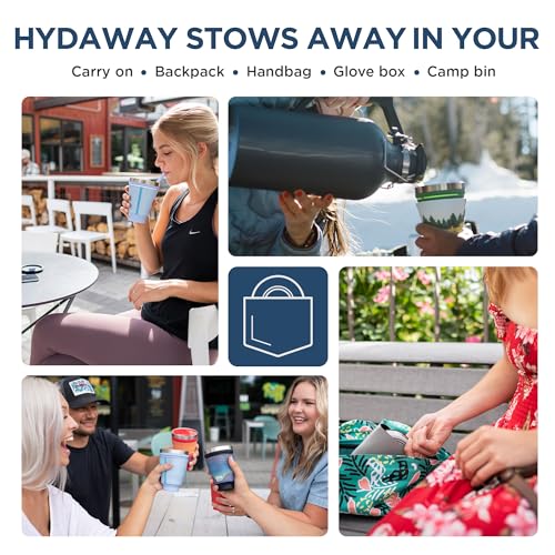HYDAWAY Collapsible Insulated Tumbler 16oz, Reusable Coffee Cup with Straw - color: Yukon