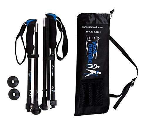 Ultralight Folding Walking Poles - Travel Ready - with Rubber Feet, Baskets, and Bag - size: Above 5'7", style: Trek/Cushion Grips
