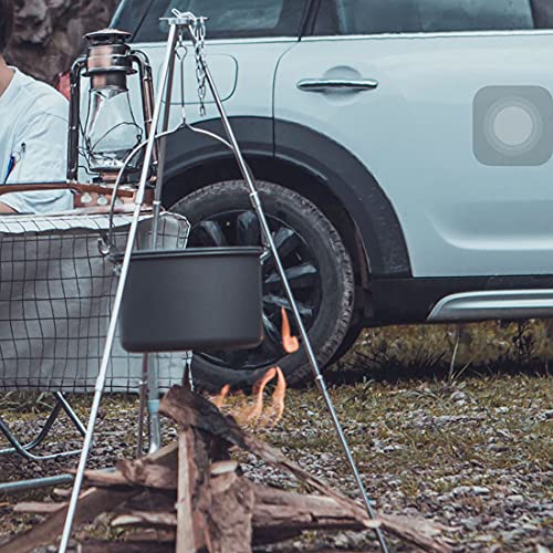 Portable Mini Camping Tripod - Campfire Cooking Dutch Oven Tripod Cooker & Grill Stand - Adjustable Height - Cooking Lantern Hanging Pot Holder with Storage Bag