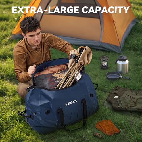 HEETA Waterproof Duffel Bag Travel Motorcycle Dry Bag Backpack 60L/80L/110L - color: Dark Blue, size: 80L