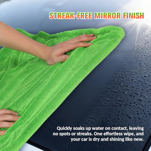 48"x24" XXL Car Drying Towel, 1300GSM Dual-Sided Microfiber Car Drying Cloth, Super Absorbent & Scratch-Free Lint-Free Wash Towel for Car, SUV, Truck & RV Cleaning (Machine Washable)