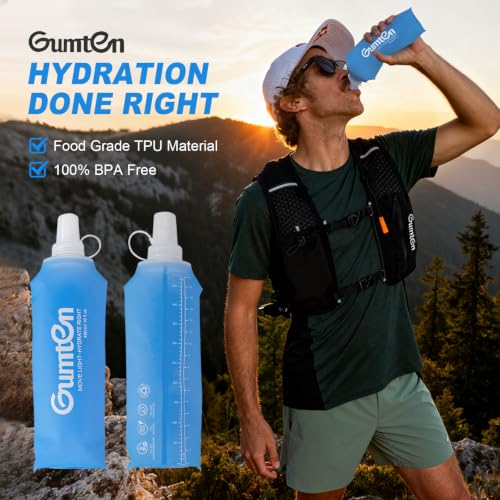 Soft Flask 480ml TPU BPA-Free Soft Water Bottle Leak-Proof Collapsible for Hydration Pack Running Vest Marathon Hiking Cycling (Transparent) - color: 480ml Transparent