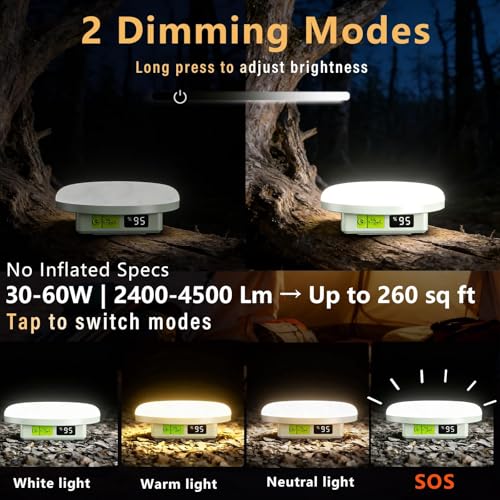 Tent Lights & Canopy Lights, Camping Lantern/Lamp, Rechargeable LED Camping Light, 4500LM 4 Modes Dimmable, 12000mAh Magnet Flashlight for Emergency & Power Outages, Battery Powered Outdoor Lights - style: 12000mAh