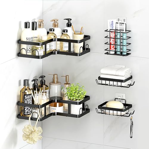 14 Pack Shower Caddy Replacement, Strong Adhesive Flat Hooks, Clear Waterproof Shower Shelf Strips for No Drilling Bathroom Storage Shelves, Soap Holder, and Kitchen Racks - color: Transparent-Upgrade 14Pack