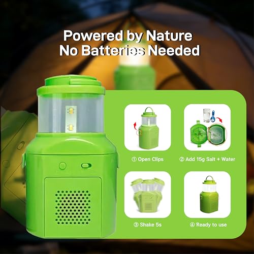 Saltwater LED Emergency Light No Battery Hurricane Survival Lantern | Water activated design provides bright emergency light anytime using salt water without batteries.