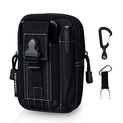 Utility Pouch Gadget Belt Waist Bag with Cell Phone Holder for Compact Carry Waist Pack - color: 1.Black