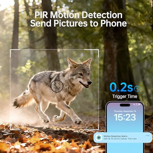2 Pack 2K Cellular Trail Cameras, 4G LTE Solar Wildlife Cameras No WiFi Needed, 0.2s Trigger, No-Glow Night Vision, Pre-Installed IoT SIM & 32GB SD Cards for Farm and Remote Property