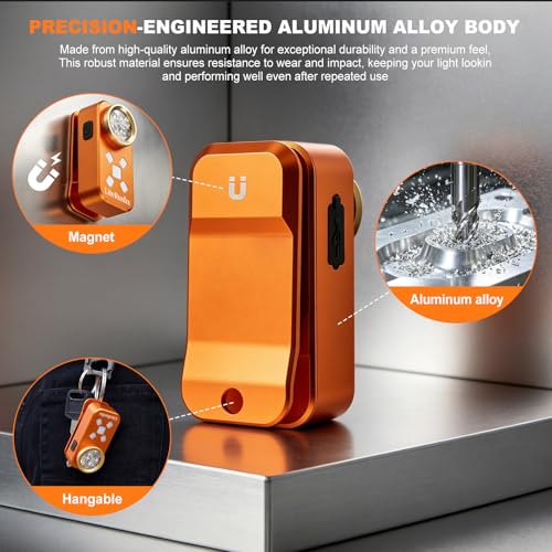 Rechargeable EDC Clip-on Flashlight, Mini Pocket Light Orange - color: Orange