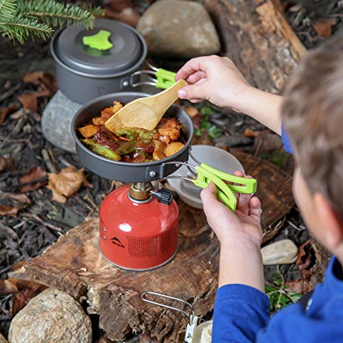 MalloMe Camping Cookware Mess Kit for Backpacking Gear – Camping Cooking Set - Camping Pots and Pans Set - Backpacking Stove/Portable Stove Compatible - Camp Kitchen Equipment Accessories Pot - color: 10Pcs-3L-Green