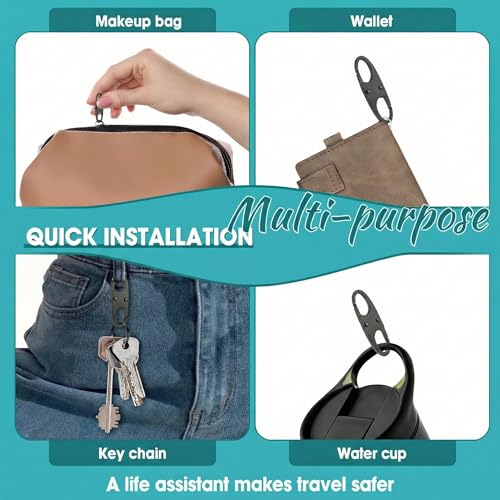 8 Pcs Lpuioey Anti Theft Zipper Clips, Double Opening Small Carabiner Clips, Zinc Alloy Zipper Pull Replacement for Backpack, Luggage, Purse, Suitcase, Travel Essentials & Security Accessories, Black - color: Black(8)