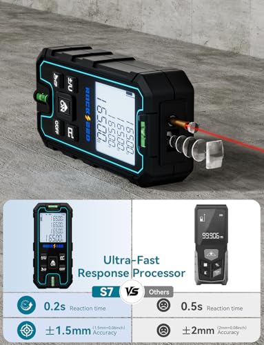 Laser Measuring Tool, RockSeed Portable Laser Measure, Digital Distance Measurement with 2 Bubble Levels, Laser Tape Measure with 5 Units Conversion - size: Large