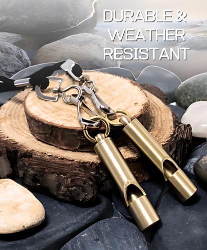 FUTURESTEPS Brass Whistles 6 Pack with Lanyards – 125+ dB Loud for Home Alerts & Outdoor Safety, Solid Brass Hiking Whistles for Trails & Emergencies to get Help