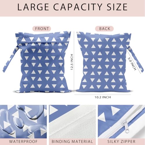 Wet Bag, 4Pcs Wet Dry Bag Set, Reusable Waterproof Bags with Triangle, Star, Diagonal & Dot Prints for Women, Versatile for Beach, Pool & Daily Use - color: Triangle & Star & Diagonal & Dot