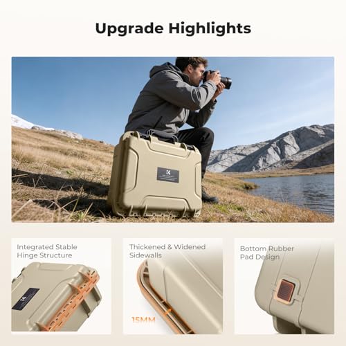 K&F CONCEPT Waterproof Hard Case, IP67 Protective Case with Pre-Scored Foam - color: Khaki