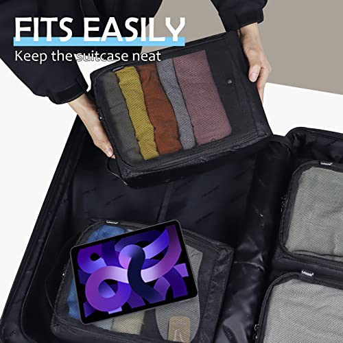 Gloppie 4-Pack Packing Cubes for Luggage - Organizer Suitcase Bags Set - Carry On Travel Accessories - color: 4 PACK Black Honeycomb