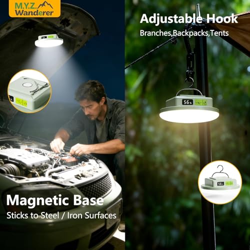 Tent Lights & Canopy Lights, Camping Lantern/Lamp, Rechargeable LED Camping Light, 4500LM 4 Modes Dimmable, 12000mAh Magnet Flashlight for Emergency & Power Outages, Battery Powered Outdoor Lights - style: 12000mAh