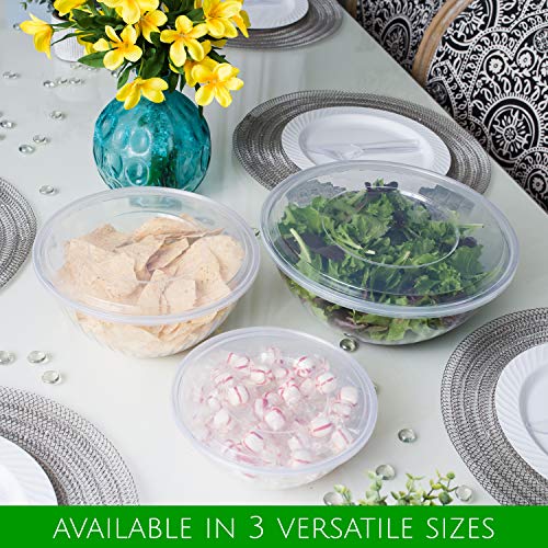 PLASTICPRO Disposable Round Crystal Clear Serving Bowls With Lids 2 Sets - size: 96 OUNCE