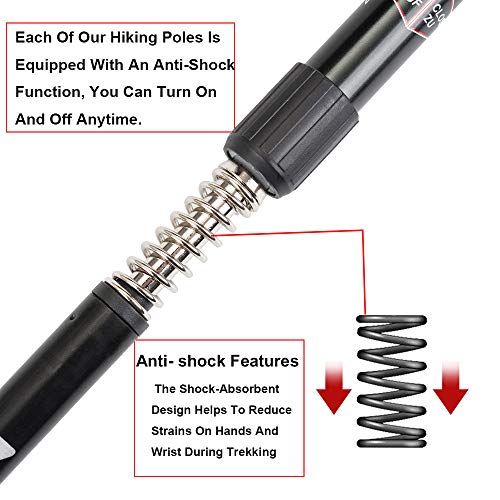 Hiking Trekking Poles, 2 Pack Walking Hiking Sticks for Men &Women | Collapsible, Lightweight, Anti Shock and Quick Lock System - color: black
