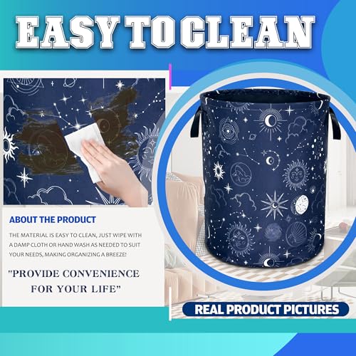 Night Sun Stars Moon Laundry Basket Foldable Oxford Cloth 18.9 x 16.5 Inch - color: Night Sun Stars Moon