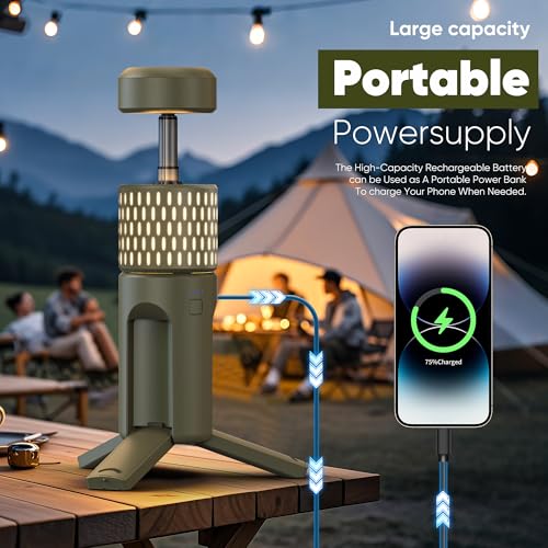 Camping Lights, Rechargeable Collapsible Camping Lanterns | Portable Flashlights, Camping Light for Tent, Emergency, Outdoor, IPX5 Waterproof - color: Military Green