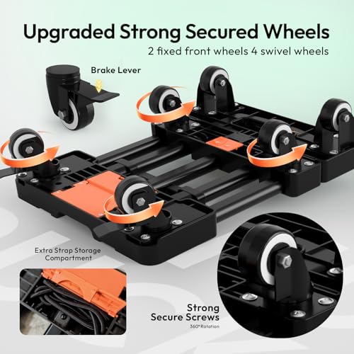 Voipvvii Folding Hand Truck 500lbs, Portable Heavy Duty Dolly Cart, 6 Wheels Collapsible Luggage Cart with 2 Elastic Ropes - Compact Trolley Cart for Easy Moving - Ideal Hand Cart for Travel and More - color: Black