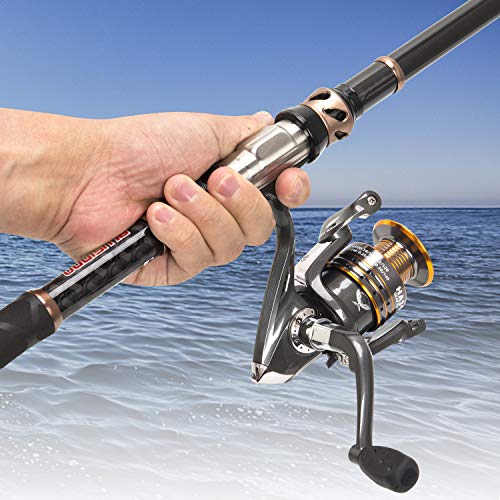 PLUSINNO Fishing Rod and Reel Combos - Carbon Fiber Telescopic Fishing Pole - Spinning Reel 12 +1 Shielded Bearings Stainless Steel BB - color: ONLY Fishing rod (not include reel), size: 2.4M 7.87FT
