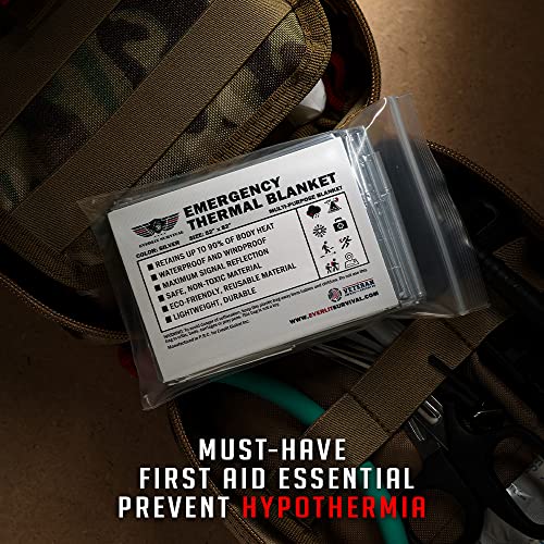 EVERLIT Emergency Mylar Thermal Blankets -Space Blanket Survival kit Camping Blanket Perfect for Outdoors, Hiking, Survival, Bug Out Bag ，Marathons or First Aid 1(Gold & Silver, 4 Pack)