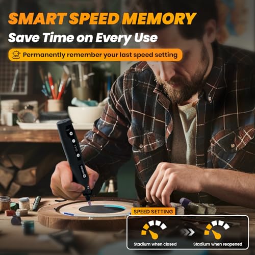HARDELL Mini Cordless Rotary Tool Kit, 5-Speed for 3D Printer Sanding - color: Black